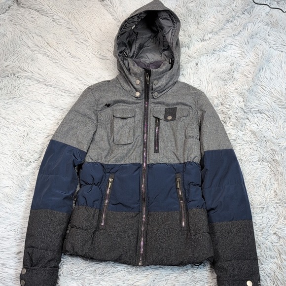 Obermeyer Jacket Womens 2 Gray Snow Ski Removable Hood Comfort Preppy Zip Up